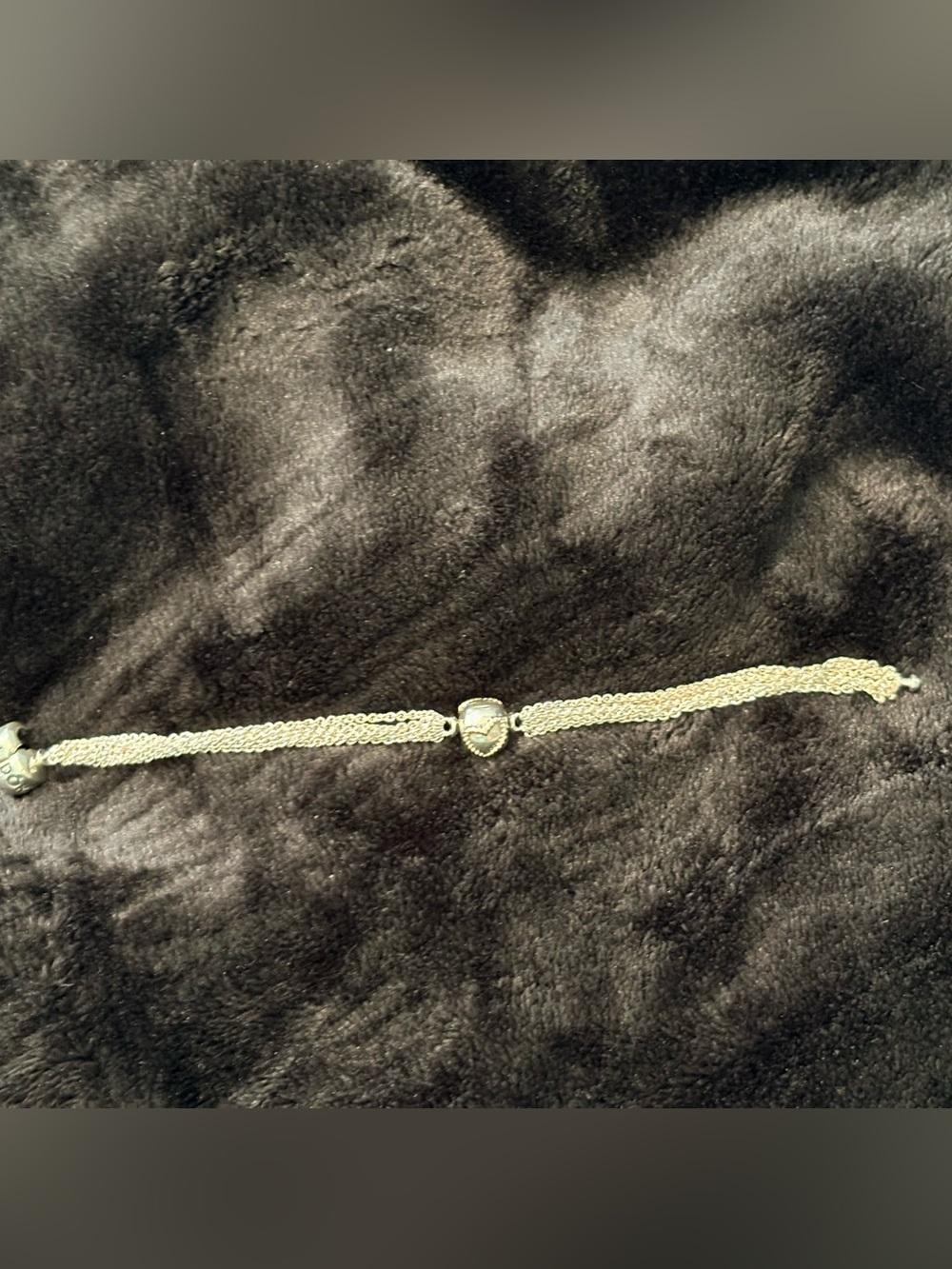 Pandora Multi-strand Silver Bracelet with Gild-tone Heart Station